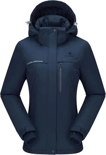 Vista 33 de CAMEL CROWN - Chamarra de esquí para mujer, impermeable, con capucha desmontable, rompevientos, forro polar, parka para lluvia