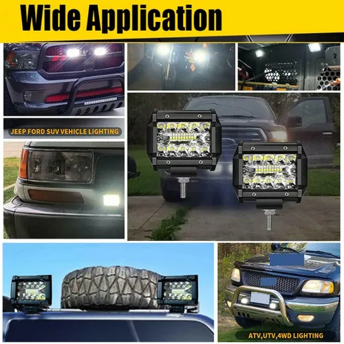 Vista 8 de Vainas LED: 20 unidades de 60 W, luces de punto LED de 12000 lm, luz cúbica de triple fila, luces de inundación para conducción todoterreno