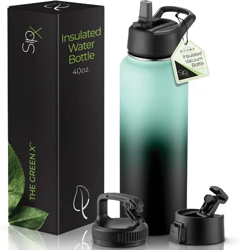 Vista 49 de SIPX™ Botella de Agua Aislada de 18 oz con 3 Tapas – Acero Inoxidable a Prueba de Fugas, Triple Aislamiento – Frío 24 Horas/Caliente 12 Horas
