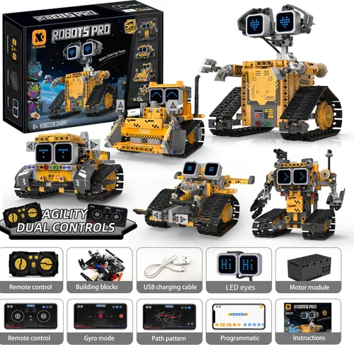 Vista 6 de Kit de robot STEM para niños de 6 a 12 años, 5 en 1, juguete de robot de construcción de codificación con aplicación