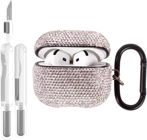 Vista 21 de Funda protectora para AirPods Pro con kit de limpieza, funda protectora de diamantes brillantes para Apple AirPod Pro de 2ª y 1ª