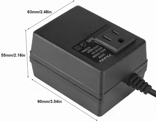 Vista 4 de Zopsc Transformador convertidor de voltaje de potencia, 110 a 220V, 200W, adaptador de viaje