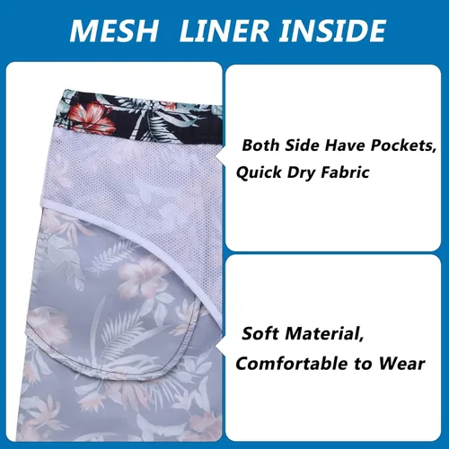 Vista 5 de Biwisy Mens Swim Trunks Quick Dry Swim Shorts with Mesh Lining Funny Beach Shorts