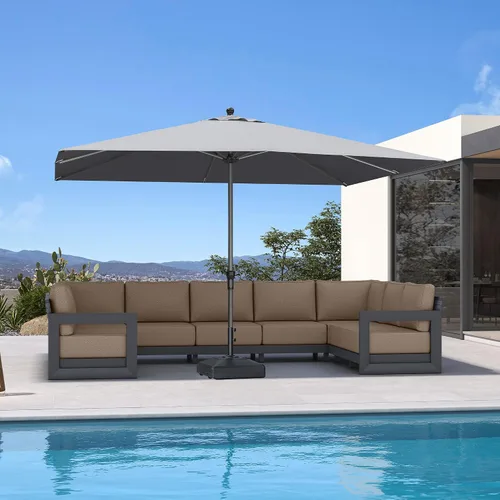 Vista 41 de PURPLE LEAF - Sombrilla de patio rectangular de 6' x 4', sombrilla de mesa para exteriores con marco de aluminio, sombrilla de mercado, sombrilla