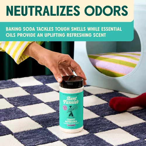 Vista 2 de Aunt Fannie's Polvo Refrescante y Desodorante para Alfombras, Eliminador de Olores Multiusos para Alfombras, Alfombras y Tapicería para Hogares