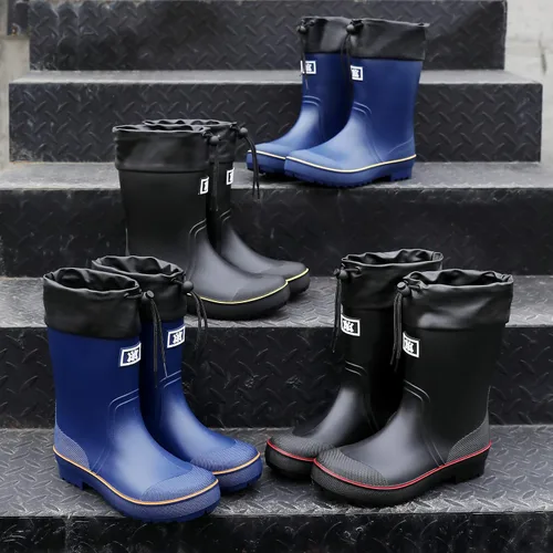 Vista 7 de Botas de lluvia para hombre, botas de goma impermeables para hombre con diseño único de PVC, cómodas y ligeras, botas de jardín resistentes