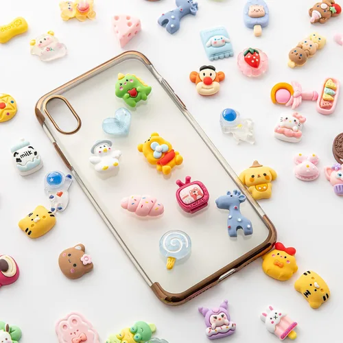 Vista 5 de Juego de dijes de dibujos animados de slime – Lote mixto surtido de dijes kawaii de resina plana para hacer manualidades, decoraciones, álbumes