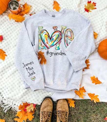 Vista 5 de Sudadera personalizada para abuela, sudadera para mamá, abuela, bruja, murciélago, Halloween, sudaderas en la manga