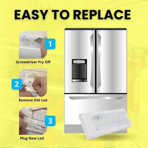 Vista 3 de 1 luz LED W10515057 compatible con Whirlpool Kenmore Maytag Freezer Refrigerador, reemplaza WPW10515057, W10522611, W10465957, AP6022533 PS11755866