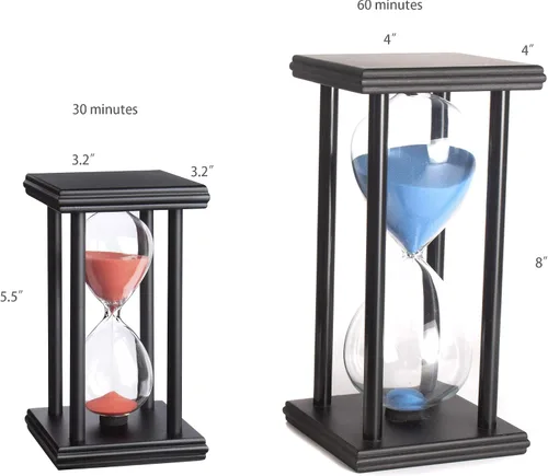 Vista 2 de hourglas - Temporizador de arena de 30/60 minutos, decoración de escritorio, reloj de arena, ampulheta