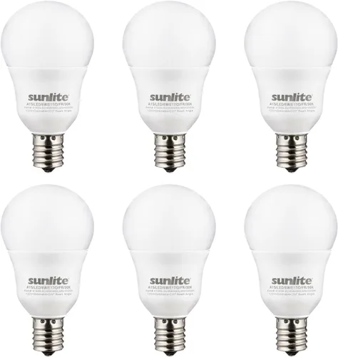 Vista 9 de Sunlite Bombilla LED A15 E17, bombillas de base intermedia, 6 vatios (equivalente a 40 W), 480 lúmenes, regulable, para ventilador de techo