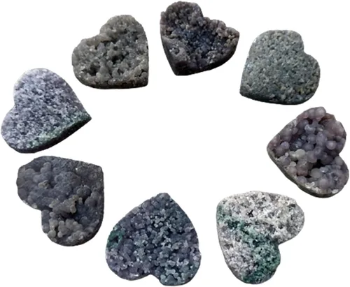 Vista 39 de Corazón hinchado de piedras preciosas al por mayor, corazones hinchados de piedras preciosas pulidas, piedra de palma de cristal, corazón de cristal