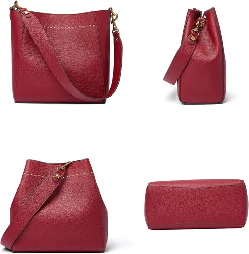 Vista 6 de Bolso de mano de cuero para mujer, bolso de hombro y bolsos de mano