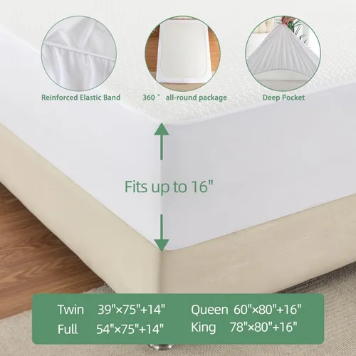 Vista 13 de Protector de colchón impermeable tamaño King, protector de colchón de aire 3D transpirable y refrescante tamaño King, sábana ajustada con bolsillo