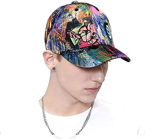Vista 4 de Quanhaigou Gorra de béisbol estampada sombreros unisex con diseño de graffiti con Snapback y Snapback para el verano