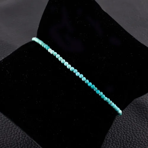 Vista 88 de Natural Gemstone Micro Round Beads Dainty Choker Bangle Bracelet, Handmade Jewelry for Women, Healing Chakra Crystals Silver Plated Chain 8 inch