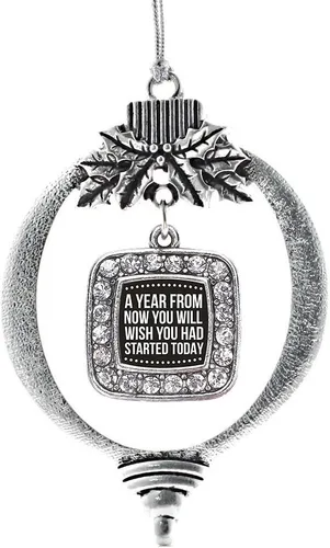 Vista 194 de Inspired Silver - Bon Voyage Cruise Ship Charm Ornamento – Adornos navideños cuadrados de plata con joyas de circonita cúbica