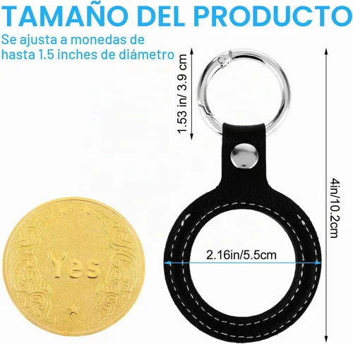 Vista 2 de Gjinxi Llavero de cuero para monedas AA, cuarto y almacenamiento de monedas de la suerte Negro
