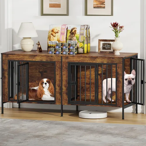 Vista 10 de EasyCom Mueble de jaula para perros para 1 o 2 perros, jaulas resistentes para perros individuales/dobles para perros pequeños, medianos y grandes