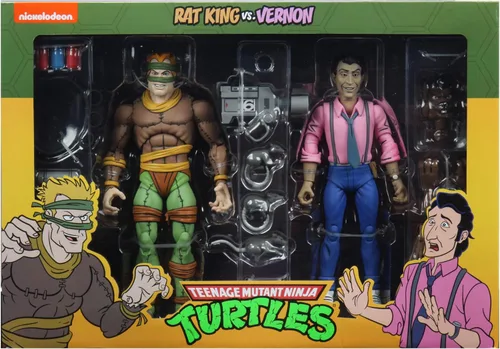 Vista 2 de Teenage Mutant Ninja Turtles Cartoon Series - Figura de acción de 7 pulgadas, paquete de 2 unidades, exclusivo - Rat King & Vernon