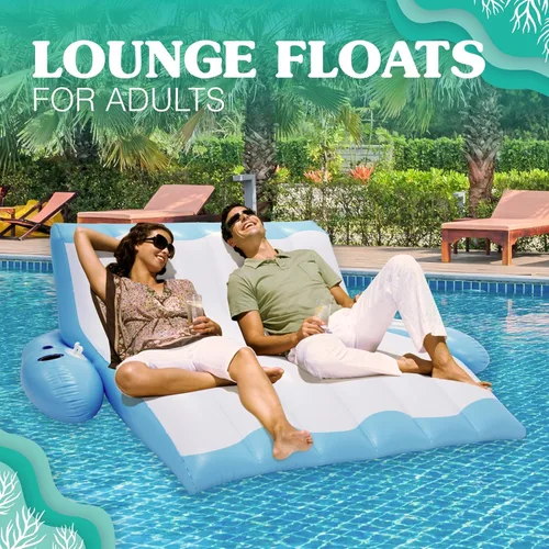 Vista 8 de 4E's Novelty Flotador inflable para dos personas con soporte para tazas, tumbona de alta resistencia para adultos, flotadores flotantes flotantes