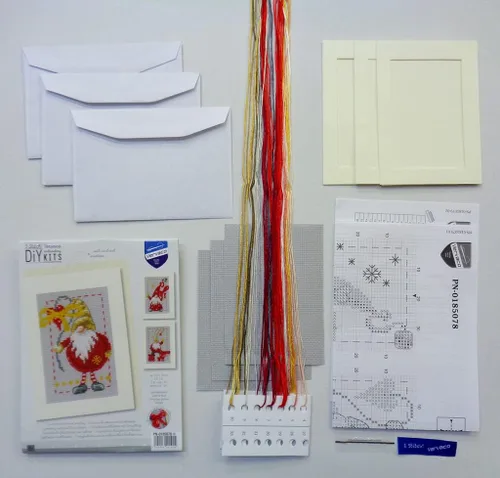 Vista 7 de Vervaco Kit de tarjeta de felicitación de punto de cruz contada 4.2 "X6" 3/Pk-Christmas Gnomos en Aida (14 unidades) -V0185078