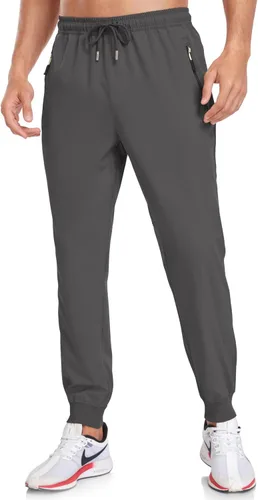 Vista 2 de SPOSULEI Mens Lightweight Athletic Joggers Hiking Sweatpants Quick Dry Running Track Gym Pants with Zipper Pockets