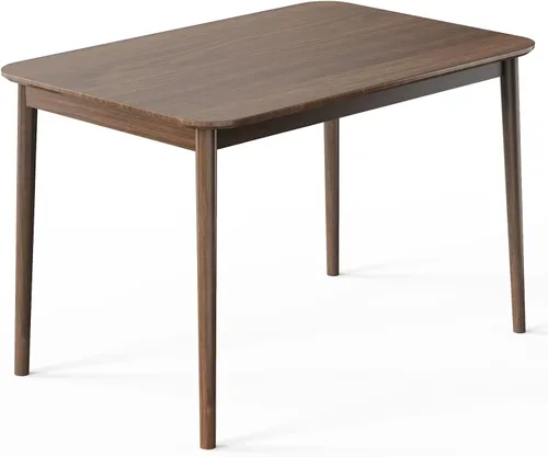 Vista 10 de Giantex Mesa de comedor para 4, mesa de cocina rectangular de madera de 48 pulgadas con patas de madera de goma maciza, mesa de comedor moderna