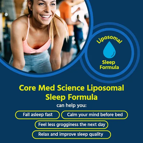 Vista 2 de Core Med Science Fórmula liposomal en aerosol oral para dormir, 1 onza líquida, el spray de melatonina apoya un sueño reparador y de calidad