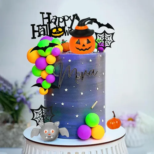 Vista 5 de Decoración de Halloween para tartas de calabaza, murciélago, fantasma