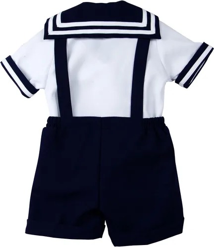 Vista 9 de Conjunto de traje de marinero náutico con sombrero, para niños pequeños