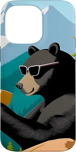 Vista 21 de iPhone 16 Bear Enjoying A Coffee Case