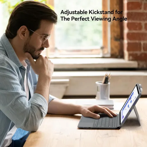 Vista 5 de Funda de teclado para iPad de décima generación: teclado mágico estilo Bluetooth recargable con trackpad incorporado, teclas retroiluminadas, diseño