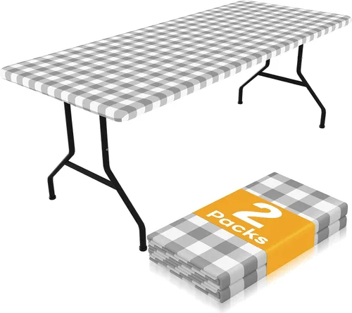 Vista 18 de Smiry Mantel de Mesa de Picnic Paquete de 2, Manteles Ajustables Elásticos Impermeables para Mesas Rectangulares de 18 x 72 pulgadas, Mantel