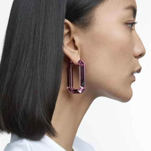 Vista 3 de Swarovski Lucent - Colección de joyas para aretes, acabado en tono rodio, cristal azul, cristal rosa, Cristal