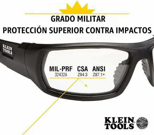 Vista 2 de KLEIN TOOLS 60163 - Gafas de seguridad, gafas protectoras profesionales de EPP con marco completo, resistentes a los arañazos y antivaho con lentes
