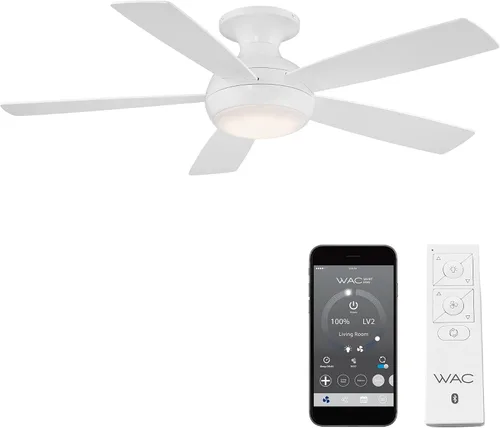 Vista 11 de WAC Lighting F-034L-BN Odyssey - Ventilador de techo Hugger de 44 pulgadas con luces LED y control remoto, níquel cepillado