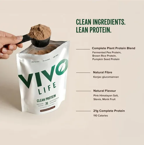 Vista 3 de Vivo life Proteína vegana en polvo 0.74 oz de guisantes y cáñamo, proteína a base de plantas por cucharada 30 porciones (31.7 onzas, sin sabor)