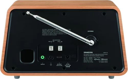 Vista 4 de Sangean HDR-19 HD Radio/AM/FM-RDS/Bluetooth/AUX Radio de gabinete de madera premium