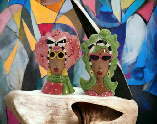 Vista 9 de Dollymamas de cerámica fina afroamericana negra con gafas de sol, juego de salero y pimienta, 4-3/8 pulgadas de alto