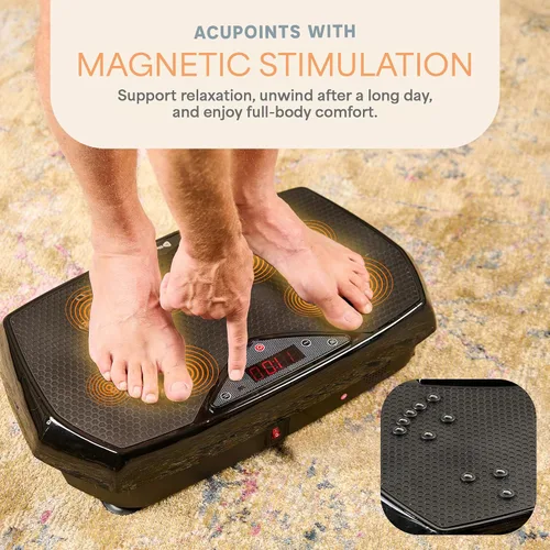 Vista 9 de Lifepro HexaPlate - Máquina de ejercicio con placa de vibración con puntos de acupuntura magnéticos y 9 ajustes preestablecidos, máquina