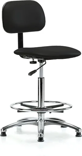 Vista 71 de Perch - Silla de laboratorio cromada con respaldo ajustable, altura del escritorio de 17 a 22 pulgadas, tela negra