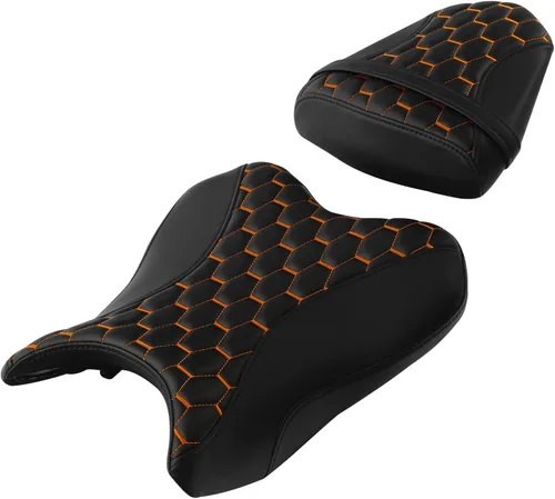 Vista 10 de TCT-MOTORPARTS Fundas de asiento delantero y trasero de motocicleta para Yamaha YZFR6 YZF R6 YZF-R6 2006-2007 (negro y rojo #1)