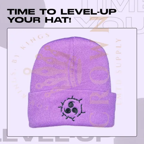 Vista 7 de Gorro de invierno de anime para hombres y mujeres, gorro de punto con puños, cómodo y suave, bordado de anime