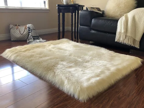 Vista 25 de LAMBZY Alfombra rectangular de piel de oveja sintética, súper suave, hipoalergénica, de felpa, lujosa alfombra de felpa sedosa para dormitorios