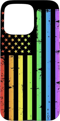 Vista 31 de Funda LGBT para iPhone 17 con diseño de bandera estadounidense arcoíris