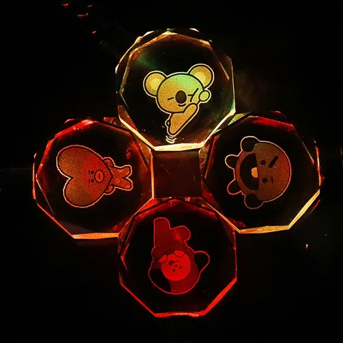 Vista 6 de Juego de 8 llaveros Kpop Bangtan Boys Bts de Rj Chimmy Cooky Shooky Mang Koya Tata Van luminoso cristal colgante llavero Estilo Lkr-bts 8 NAA