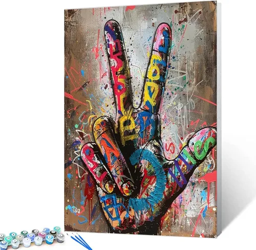 Vista 25 de Tucocoo Kits de Pintura por Números para Adultos y Niños - Labios Graffiti Sacando la Lengua - Pintura al Óleo Digital DIY sobre Lienzo Arte
