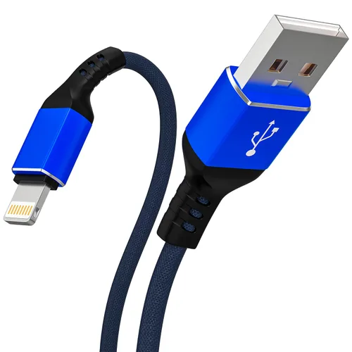 Vista 3 de Ironten Cable de carga para iPhone, certificado MFi de Apple, 1 paquete de 6 pies, color azul, largo, de carga rápida, sincronización de datos