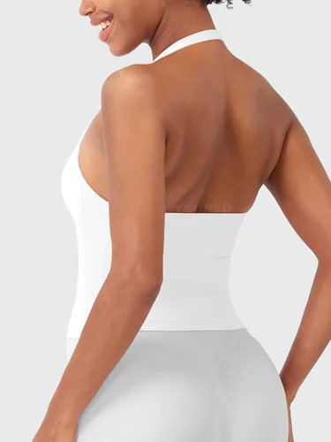 Vista 6 de YEOREO SoftHue Impact Halter - Camiseta sin mangas para mujer Blanco
